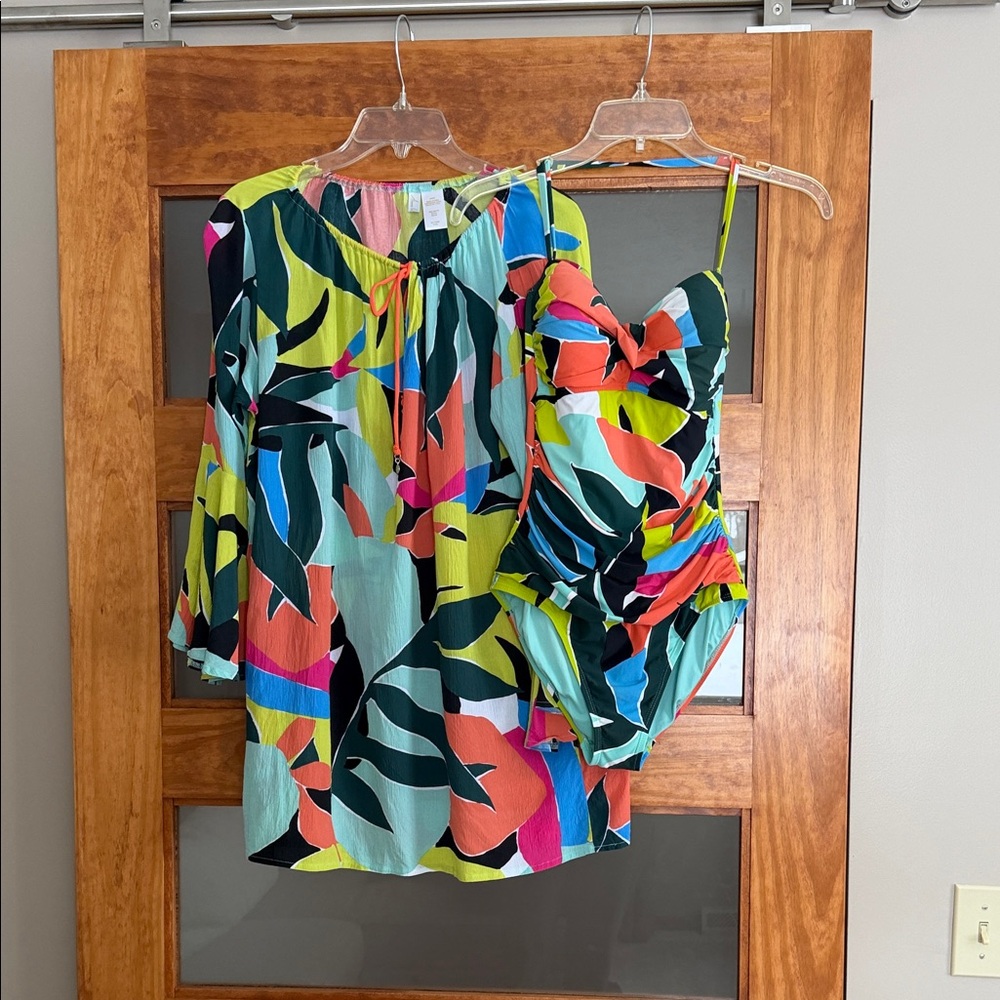 Anne Cole  cover up and one piece swimsuit Set size M coverup swimsuit size 8